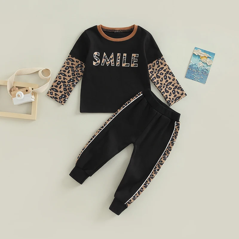 

2 шт., Детский комплект из топа с длинным рукавом и брюк