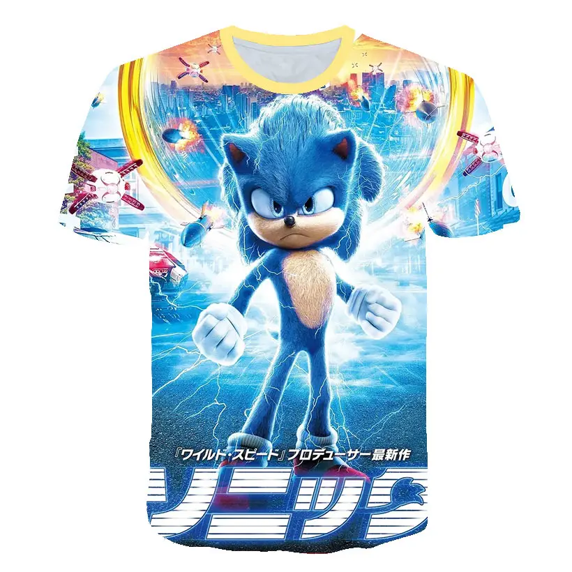 

Cartoon sonic Graphic Printed T Shirt kids New Summer Tops Fashion Round Neck T-shirt bolys girls Short Sleeve T shirts Top