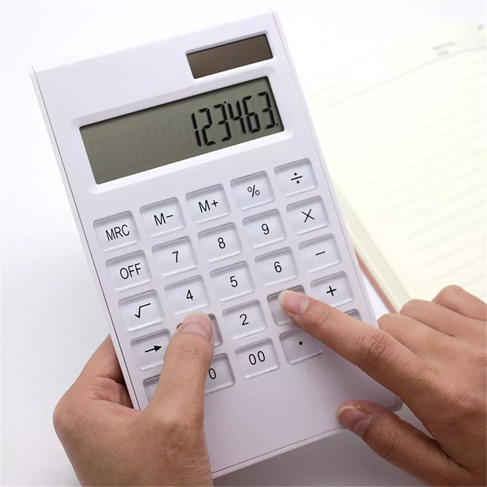 

calculator Ultra-thin 12 Digits Large Display Solar Battery Dual Power Crystal Button Big calculator for Office School