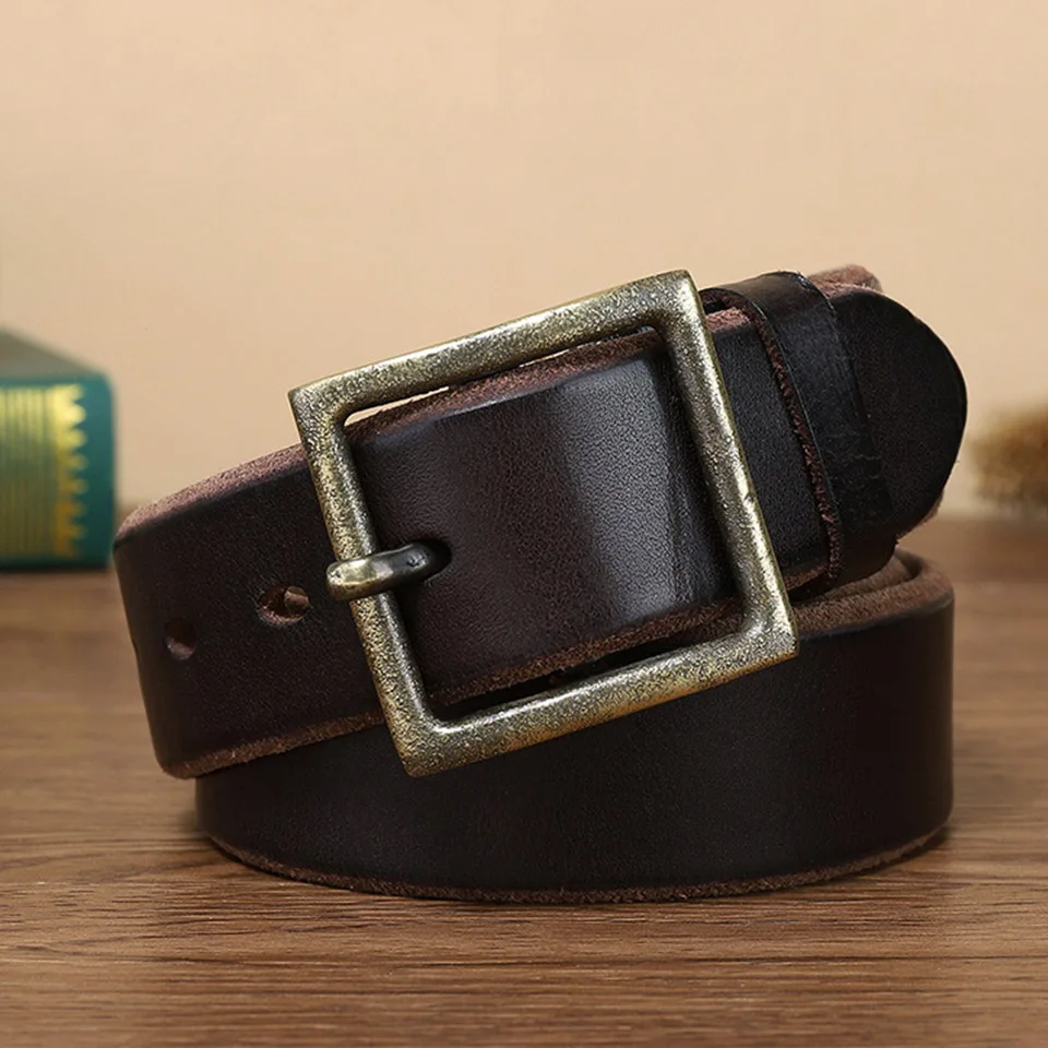 Fashion New Widening And Thickening Belt Men's Pure Copper Needle Buckle Real Cow Leather Luxury Brand Design Versatile Belt A83