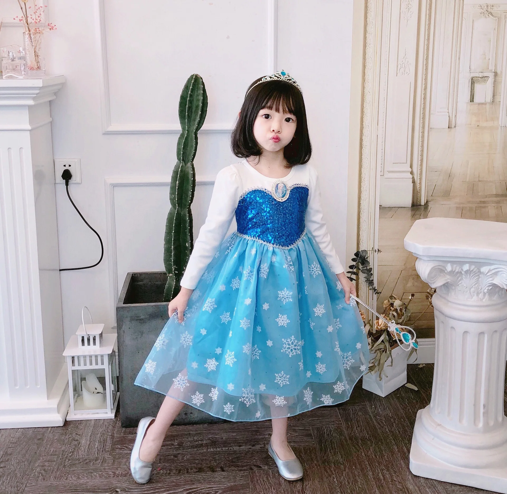 

Spring Summer Baby Girl Dresses Long Sleeve Toddler Vestio Blue Princess Kids Winter Dress for Girls kids