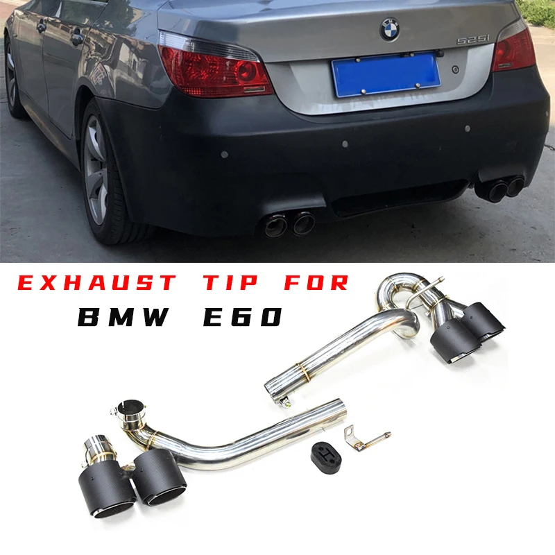 1 Set Car Exhaust Tip For BMW E60 520i 525i 5 Series Changed M5 Bumper Exhaust Pipe 304 Stainless Steel Muffler Tip Tailpipe