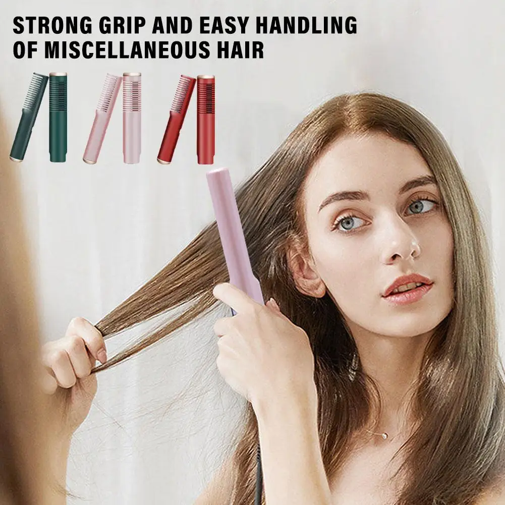 

Hair Straightener Iron Comb Fast Heating USB Charging Mini Brush With Three Gear Control Press Comb For Curly Hair Styling D5J3