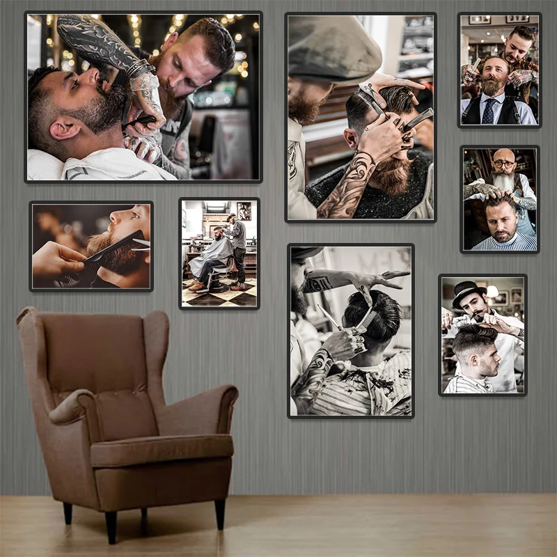 

Barber Shop Poster Wall Art Vintage Haircut and Tool Picture Canvas Print Modern Hairdresser's Salon Decoration Painting Cuadros