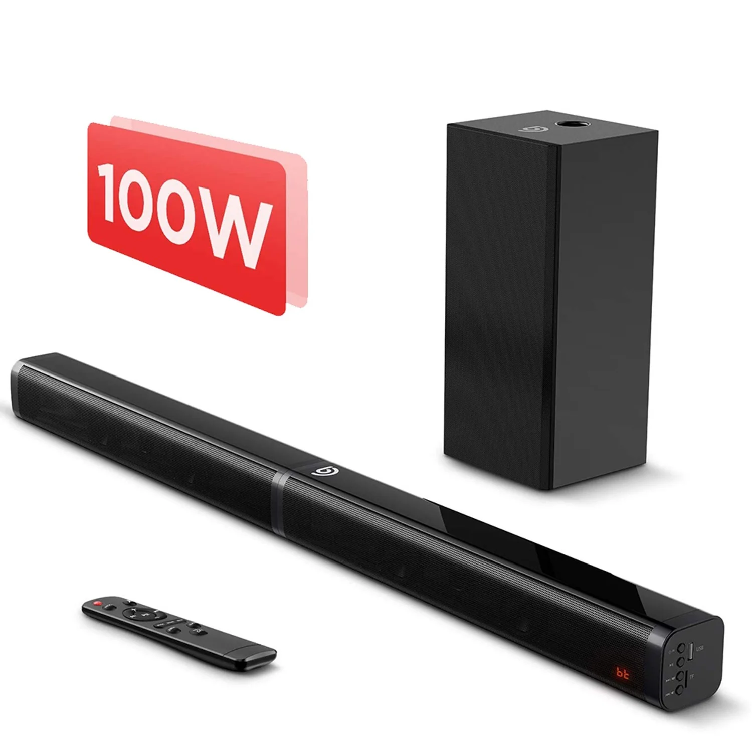 

Top 100W TV SoundBar 2,1 Bluetooth-динамик 5,0 Домашний кинотеатр, звуковая система 3D панель объемного звука с пультом дистанционного управления и сабвуфером