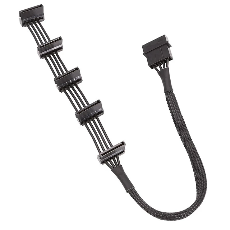 

40cm 1 To 5 PC Server ATX 4Pin IDE Molex to 5 Ports SATA Series ATA Power Supply Cable 18AWG 15.7inch for 5-Layer HDD Cage Cady