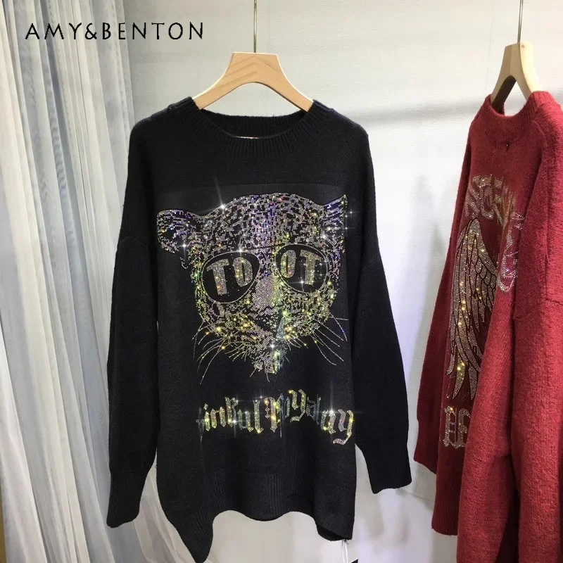 Тяжелая промышленность бриллиантовый свитер женский мультяшный тигровый голова
