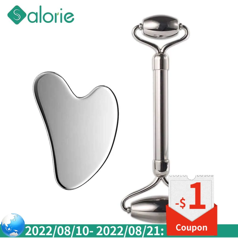 

Stainless Steel Face Roller Gua Sha Scraping Massage Scraper Ice Facial Guasha Board Lifting Body Neck Massager Beauty Tool