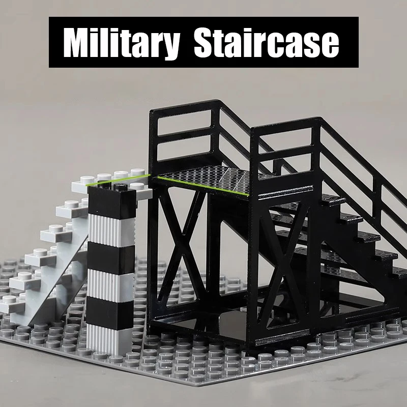 

Конструктор MOC военная база, лестница, набор строительных блоков, фигурки спецназа, полиция, аксессуары для тренировочной сцены, игрушки
