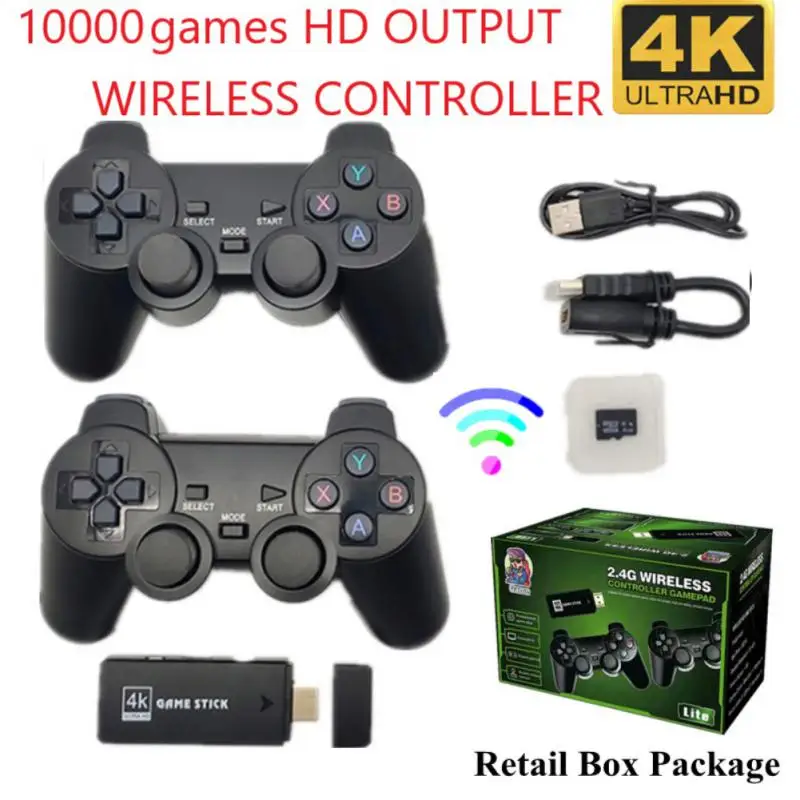 10000 игр 32G Ретро игровая консоль 4K HD видео 2 4G двойной беспроводной контроллер для