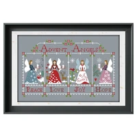 advent angels cross stitch kit cotton thread 18ct 14ct 11ct deep gray canvas stitching embroidery diy
