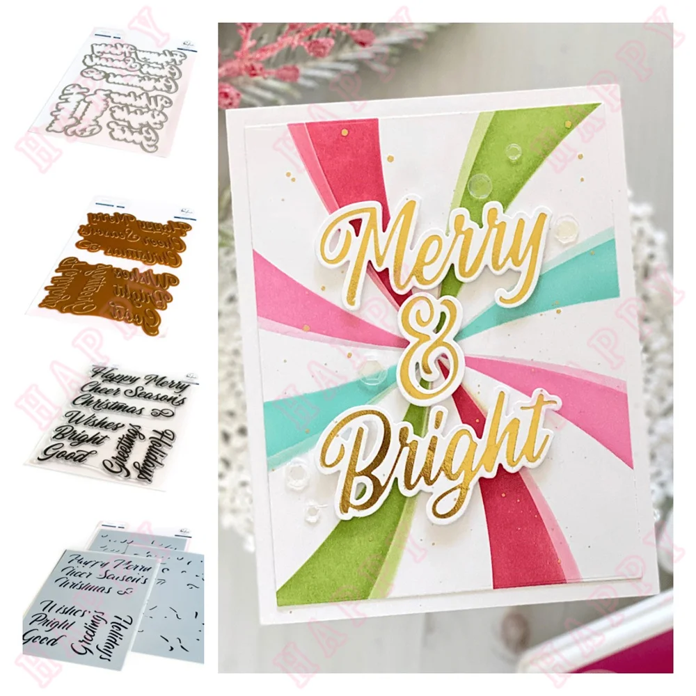 

Metal Cutting Dies Stamps Stencil Hot foil Brushed Sentiments Holiday DIY Scrapbooking Diary Decorative Craft Embossing Template