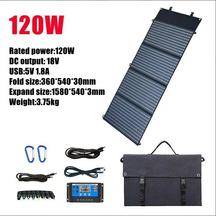 

120W/150W Portable Solar Panel Foldable Solar System with Controller Mobile Phone Power Station Travel Camping Power Supply