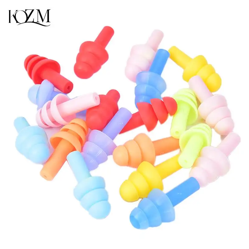 20PCS=10Pairs Waterproof Swimming Silicone Swim Earplugs For Adult Swimmers Children Diving Soft Anti-Noise Ear Plug