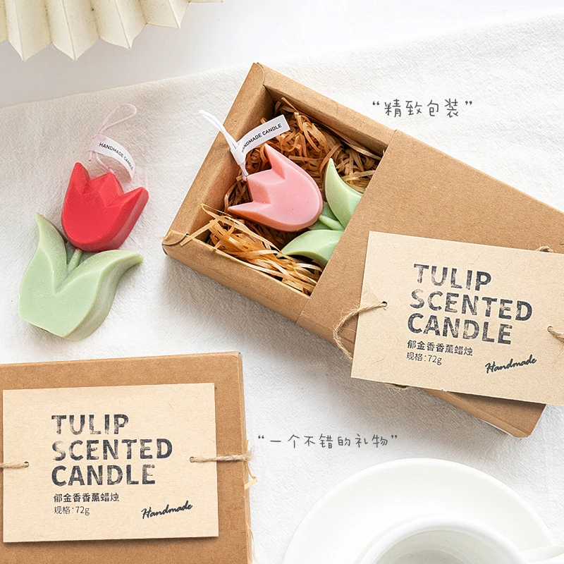 

Personalized Candle Gift Guests Tulip Candle Colored Flower Scented Candles Soy Wax for Home Decoration Wedding Birthday