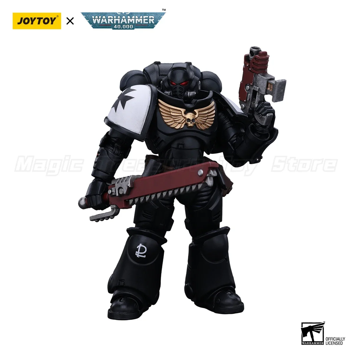 Фото 【Доставка в течение 24 часов】Фигурка JOYTOY Warhammer 40K Space Marines Black Templars Outriders Brother Valtus 1/18 №3
