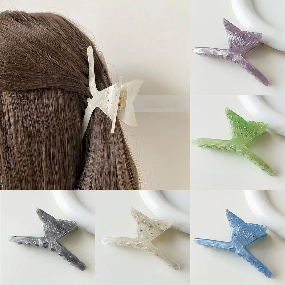 

Rhinestone Mermaid Tail Princess Hair Claw Fashion Diamond Hair Clip Shark Clip Geometry Travel
