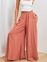 fashion ladies clothing 2022 summer new casual wide leg pants elastic belt loose wide leg high waist long section culottes women