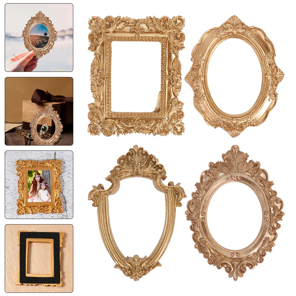 

Frame Picture Frames Photo Vintage Decor Wedding Baroque Miniature Gold Mini Ornate Props Jewelry Tiny Retro Display