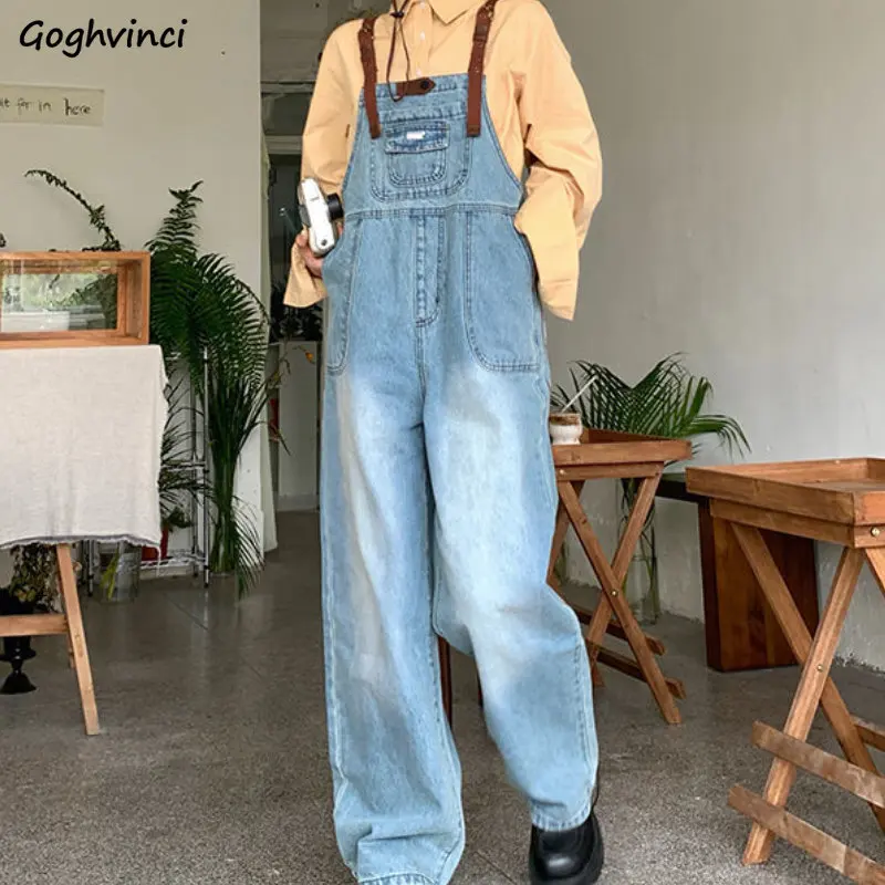 

Denim Jumpsuits Women Loose Straight Fashion Streetwear High Waist All-match Full Length Spring Harajuku Vintage Casual Ulzzang