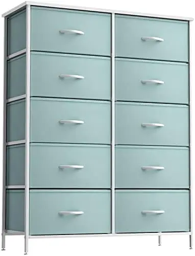 

Dresser with 10 Drawers - Storage Unit Organizer Chest for Clothes - Bedroom, Kids Room, Nursery, & Closet (Pink, 34 x 12 x Sto