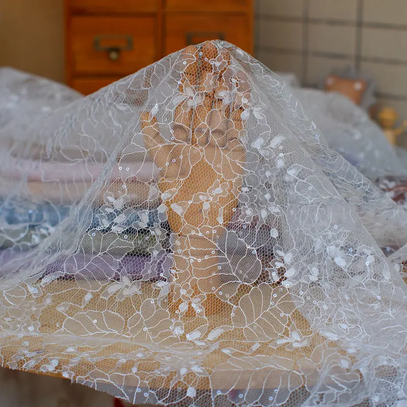 1 метр цвет лист блестки кружевная ткань платье свадебное Сделай Сам ручной