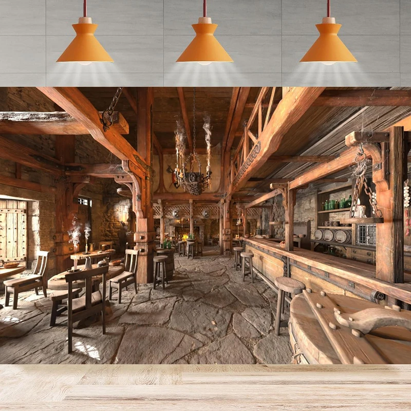 Средневековая таверна фон для фотосъемки винтажная Inn барная стойка ресторан