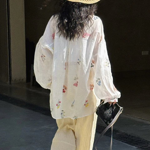 Женские льняные блузки Sherhure белые