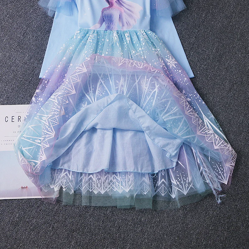 Осенние детские платья для девочек праздничное платье принцессы Снежной