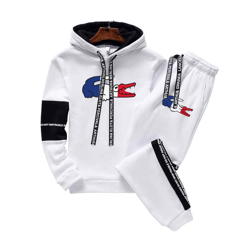 

2023 Newest Fashion Tracksuit Men's Long Sleeve Hoodie + Sports Pants Set Pullover Sweater Tops and Jogging Pants Casual Outfit