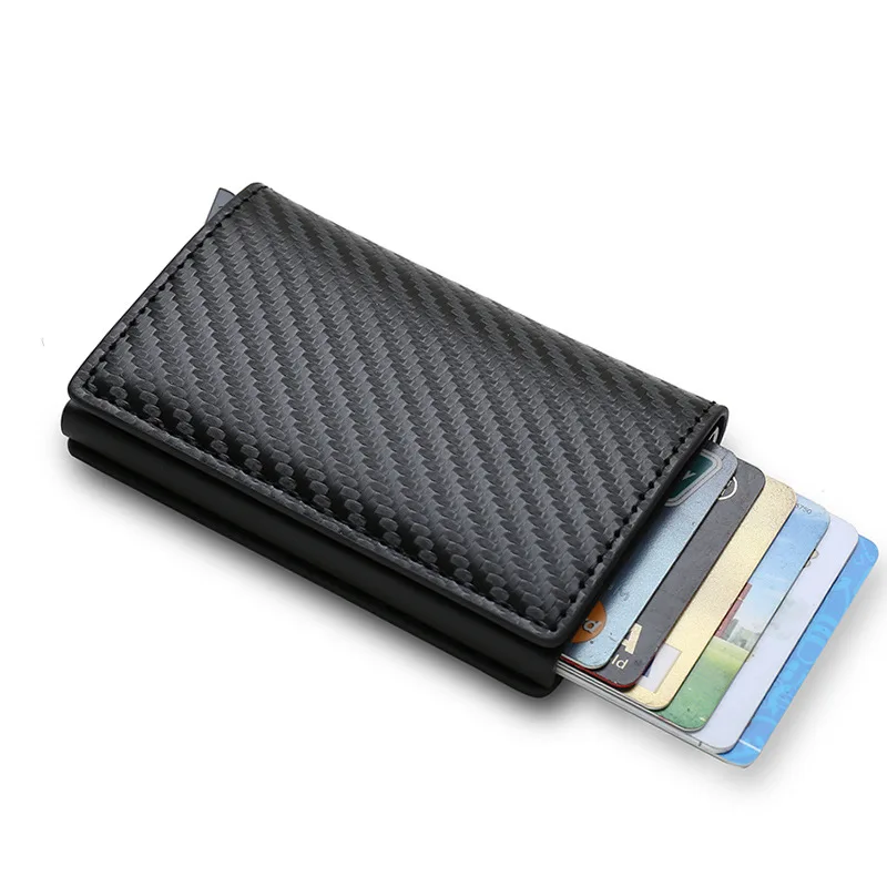 

Men Credit Card Holder Men's Wallet New Carbon Fiber RFID Blocking Leather Bank Card Case Cardholder Protection Purse for Women