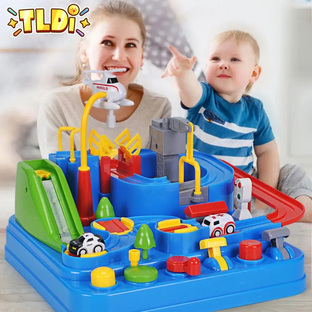 

Racing Rail Car Kids Toys Model Racing Educational Toy Track Cars Adventure Game Mechanical Interactive Train Toy Childern Gift