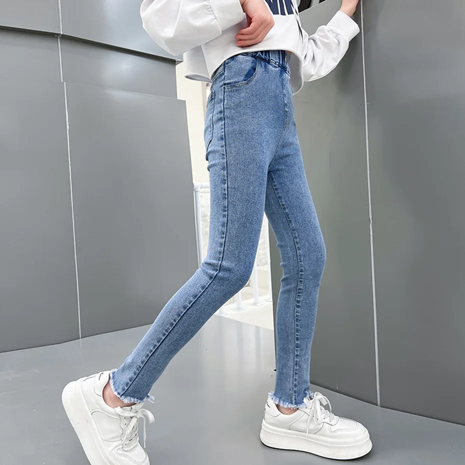 Джинсы детские однотонные облегающие на возраст 6 8 10 12 14 |