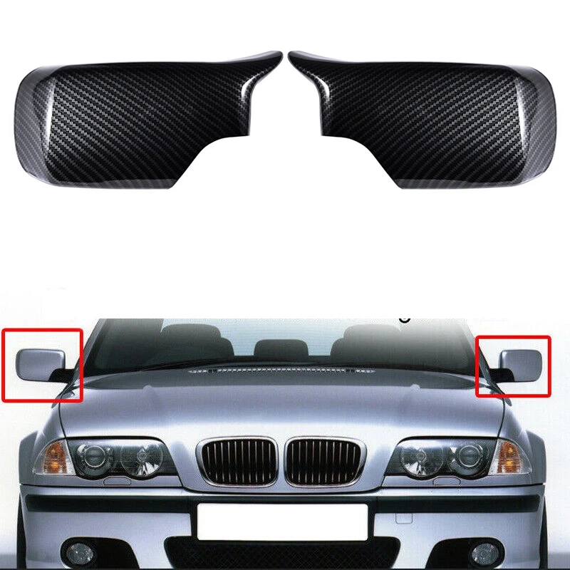 

For -BMW E46 E39 325I 530I 330I 525I Carbon Fiber ABS Side Rear View Mirror Cap Cover Shell Trim