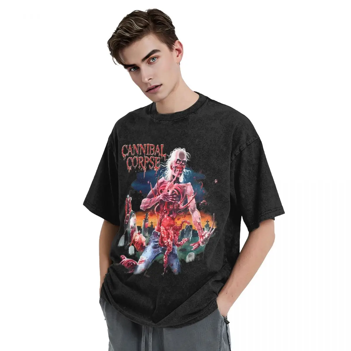 Моющиеся футболки Cannibal Dead Eaten Back To Life модная футболка Harajuku уличная одежда летние