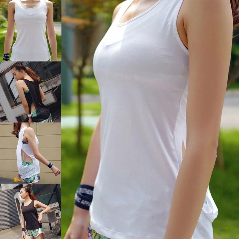 

Women Summer Yoga Sports Sleeveless for Tank Top Hollow Out Back Breathable Mesh Splicing Vest Workout Fitness Gym Quick-Dry