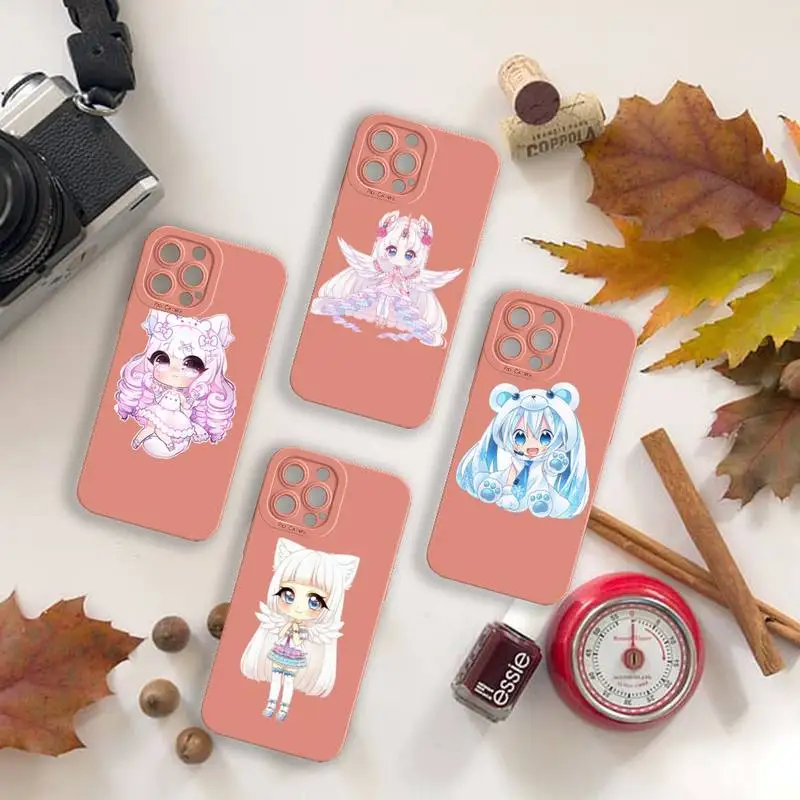 

Cute Anime girl drawing pattern Phone Case For iPhone 13 12 11 Pro MAX Mini X XS XR 7 8 Plus Camera Lens Liquid Silicone