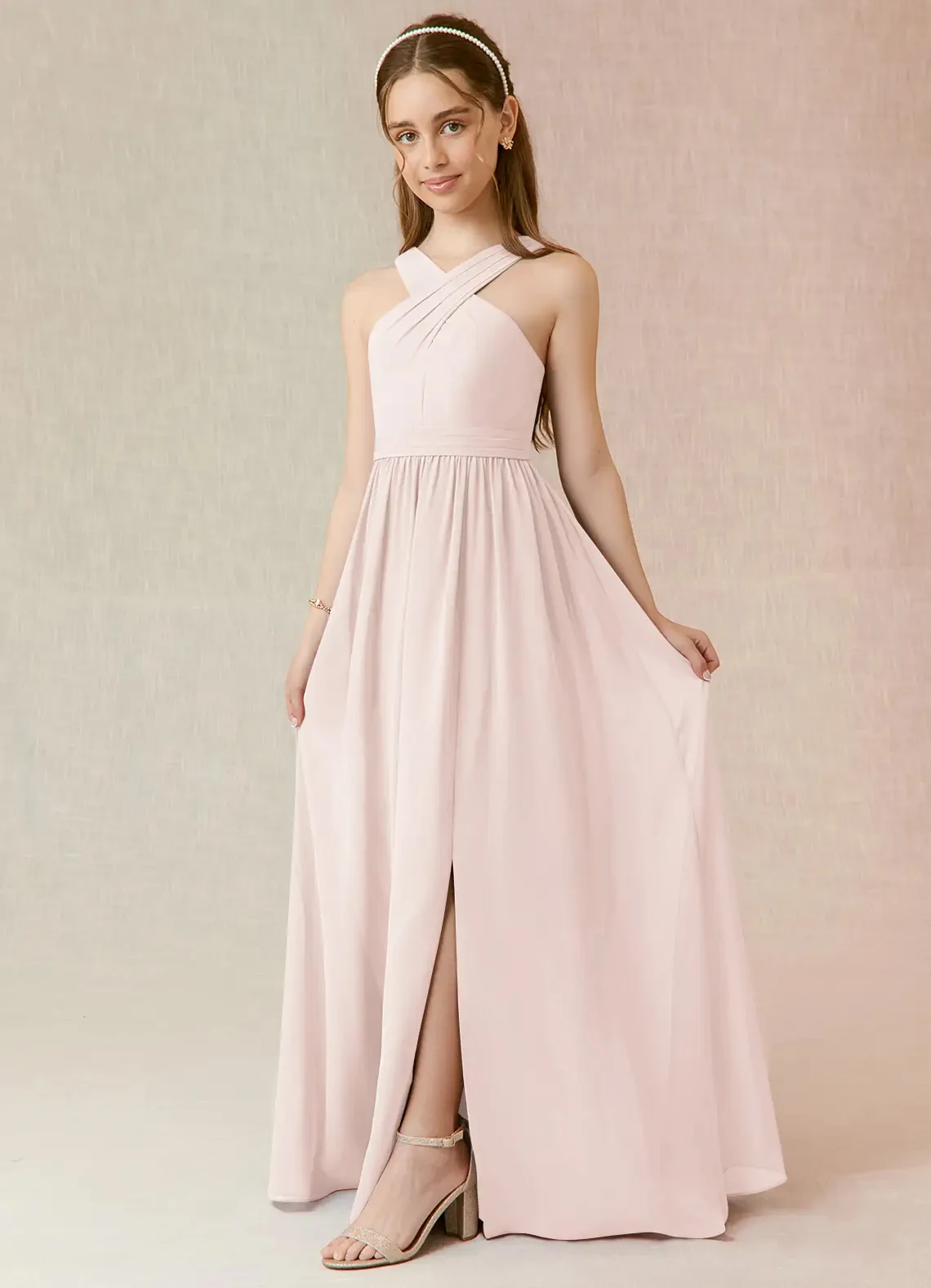 YZYmanualroom/ТРАПЕЦИЕВИДНОЕ Плиссированное шифоновое платье/на заказ