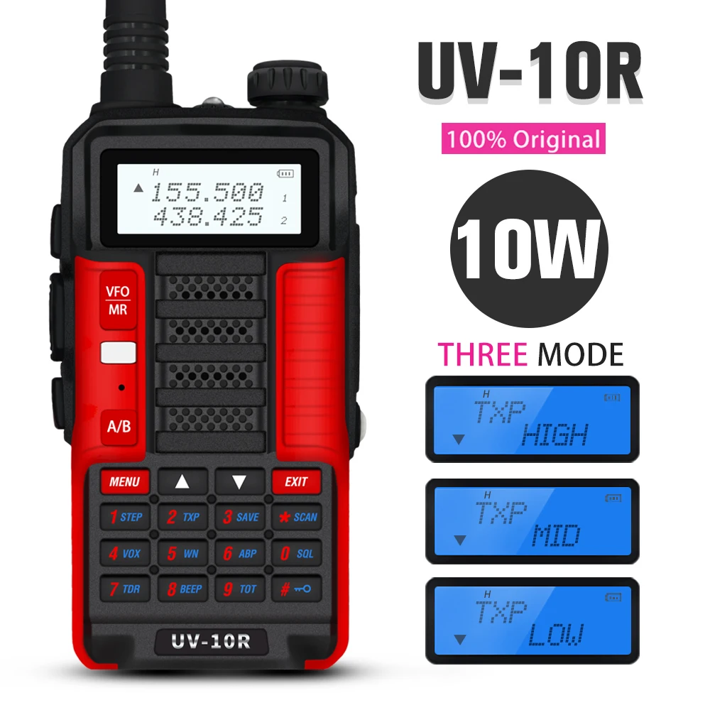 

Baofeng UV 10R Red Professional Walkie Talkies High Power 10W Dual Band 2 way CB Ham Radio hf Transceiver VHF UHF BF UV-10R New