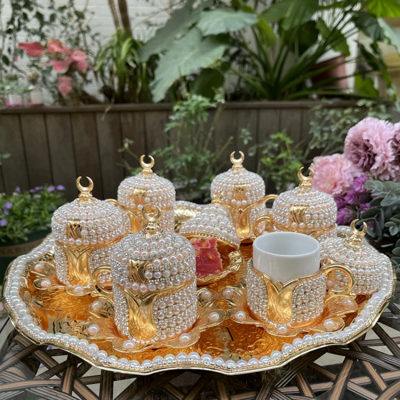 

Turkish Luxury Metal Coffee Cup Vintage Beautiful Espresso Cups Afternoon Tea Set Tazas Desayuno Originales Coffee Cup Set