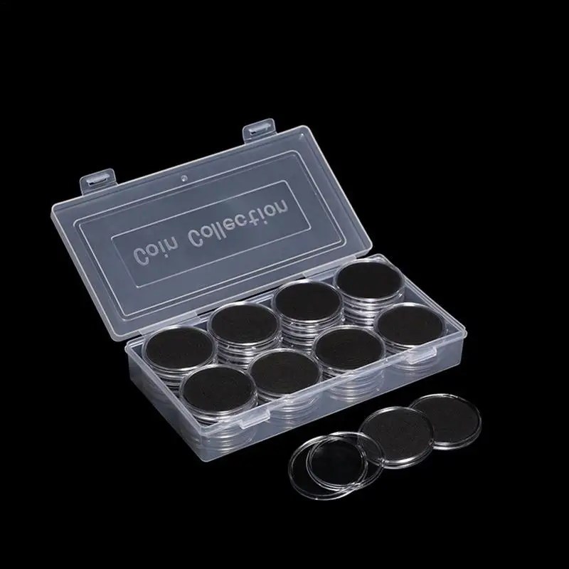 

The 40 Coin Storage Box Plastic Storage Capsules Display Cases Organizer Collectibles Gifts Well Sealed Coin Holder Box