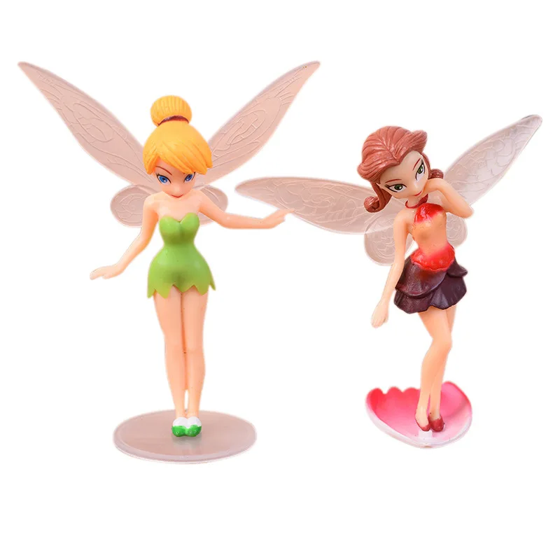 6Pcs/Set 6-10cm Disney Princess Tinker Bell Andersen’s Fairy Tales Cartoon PVC Action Figures Dolls Figurines Model Toys Gifts images - 6