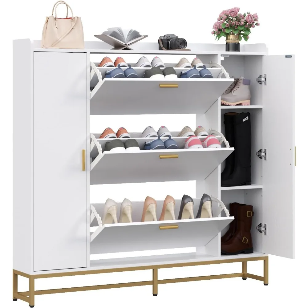 Шкаф для обуви прихожей с 2 регулируемыми полками хранения отдельно стоящим