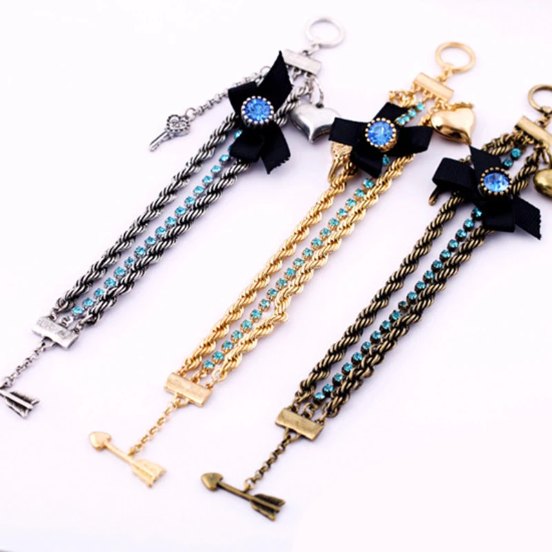 

Vintage Fashion Women Bracelet Gold Silver With Rhinestone Top Quality Bracelets Pulseras Jewelry