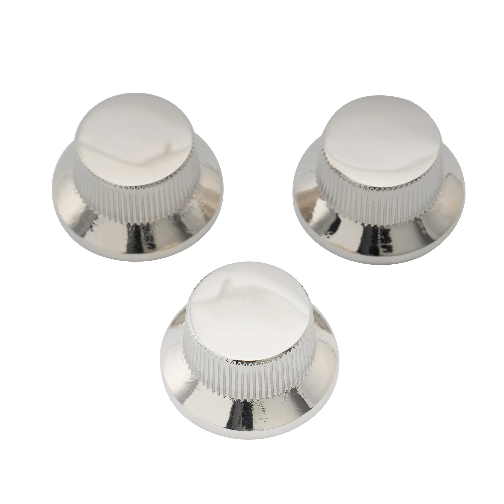 

Musiclily Pro Metric Steel UFO Push-on Control Knobs for Import Strat Style Electric Guitar, Nickel (Set of 3)