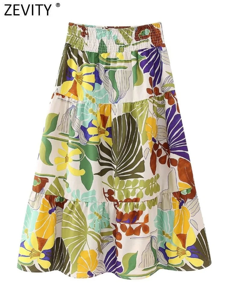 

Zevity Женская юбка миди с тропическими листьями и цветочным принтом в стиле пэчворк женские юбки женская шикарная повседневная юбка с эластичным поясом QUN4240