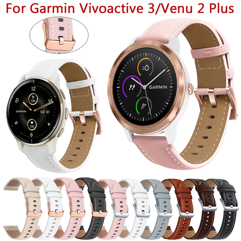 

20mm Leather Band For Garmin Vivoactive 3 3t HR Venu 2 Plus SQ Straps Watchband Forerunner 245 645 55 Smart Watch Wrist Bracelet