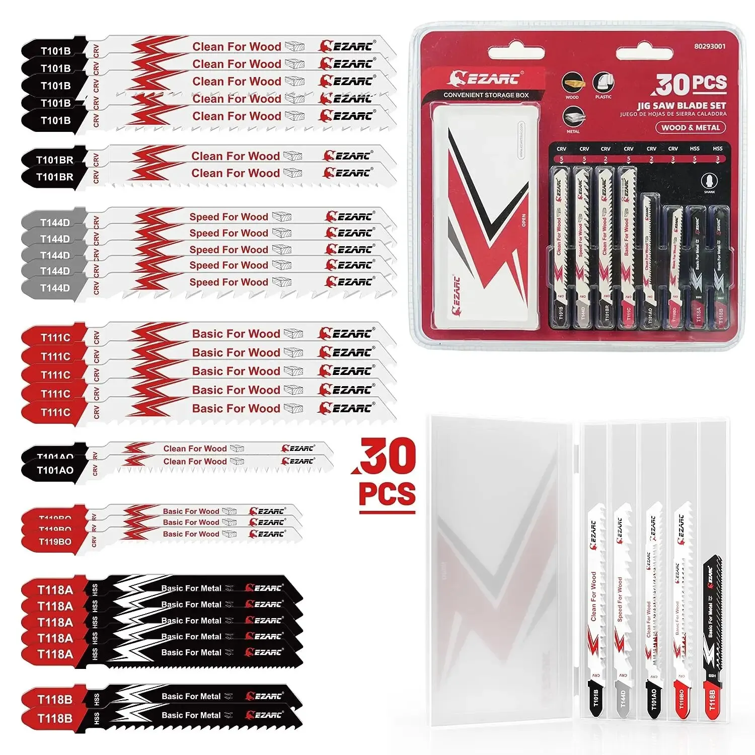 

Набор Пильных Полотен Для Пазлов EZARC С Держателем, 30 Шт., Набор С Т-образным Стыком, Сменные Лезвия Для Резки Дерева