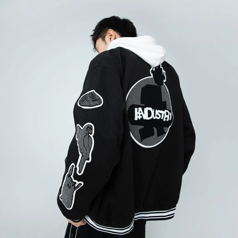 Новая осенне-зимняя бейсбольная куртка мужская с американскими вышитыми буквами