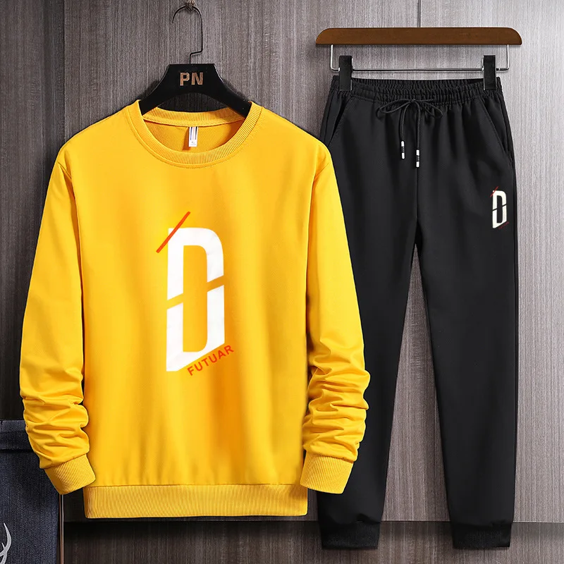 

2022 Spring Tracksuit Casual Sport Running Suit Men Sportswear Sweatshirt+Sweatpants Male 2 Piece Set Polyester Sweat Suits